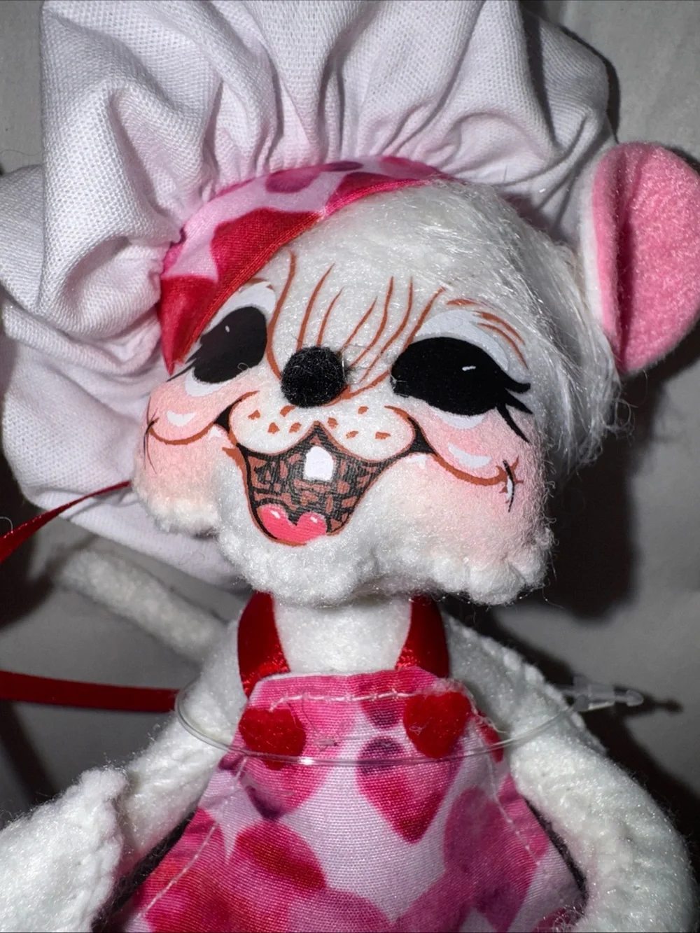 Annalee Pink Heart Mouse Doll with Heart Sign